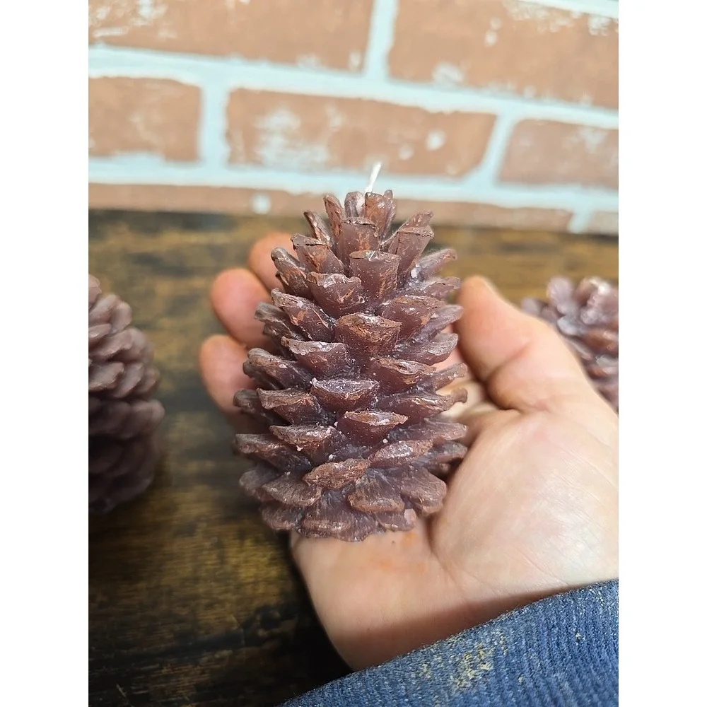 Pine Cone Shaped Bee Wax Candles, Set Of‎ 3 Christmas Gift, Home Decor